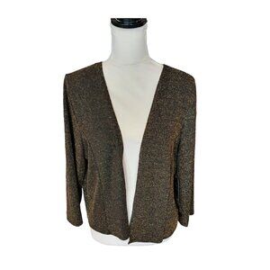 NWT Onyx Metalica Black Gold Eve Night Open Cardigan Sweater in Size L